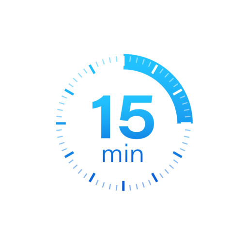 The 15 minutes, stopwatch vector icon. Stopwatch icon in flat style on a white background. Vector stock illustration